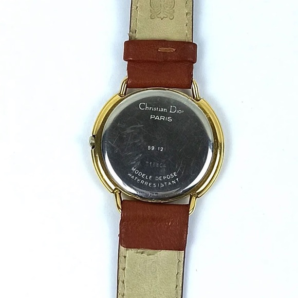 CHRISTIAN DIOR PARIS WATCH VINTAGE WRISTWATCH LUXURY GOLDEN ROUND WHITE DIAL - Picture 10 of 12